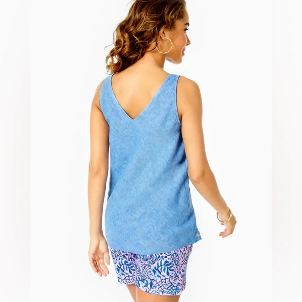 Lilly Pulitzer Florin Sleeveless Linen Tank , sz : medium - Picture 7 of 8